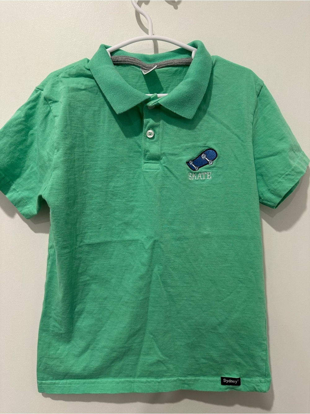 Kids' Green Polo Shirt with Skate Embroidery